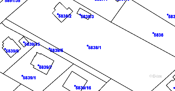 Parcela st. 5838/1 v KÚ Frýdek, Katastrální mapa