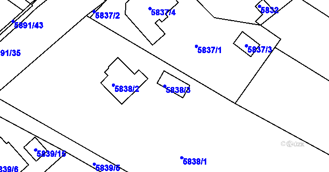 Parcela st. 5838/3 v KÚ Frýdek, Katastrální mapa