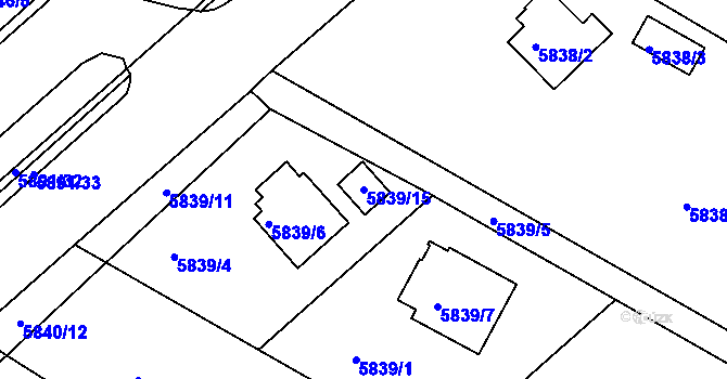 Parcela st. 5839/15 v KÚ Frýdek, Katastrální mapa