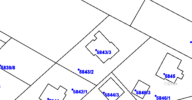 Parcela st. 5843/3 v KÚ Frýdek, Katastrální mapa
