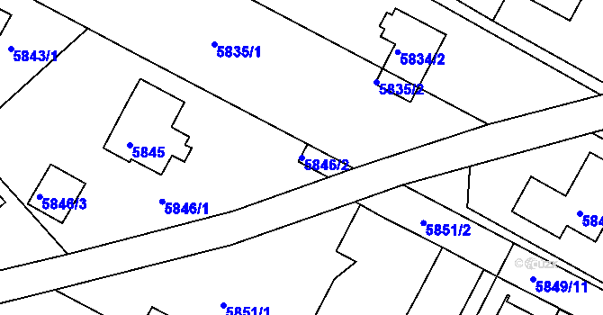 Parcela st. 5846/2 v KÚ Frýdek, Katastrální mapa