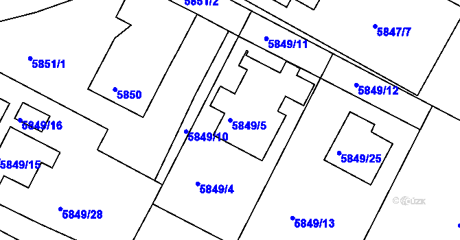 Parcela st. 5849/5 v KÚ Frýdek, Katastrální mapa