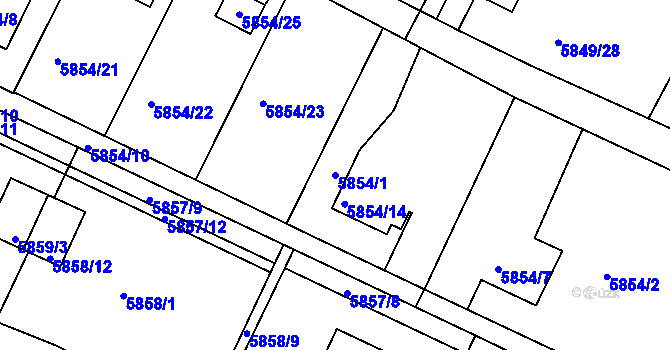 Parcela st. 5854/1 v KÚ Frýdek, Katastrální mapa