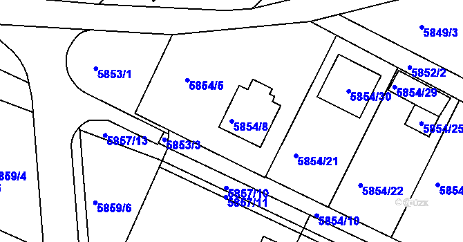 Parcela st. 5854/8 v KÚ Frýdek, Katastrální mapa