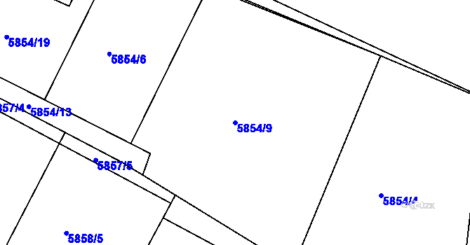 Parcela st. 5854/9 v KÚ Frýdek, Katastrální mapa
