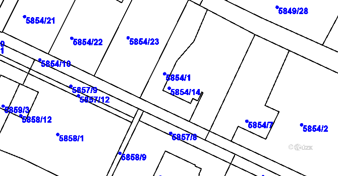 Parcela st. 5854/14 v KÚ Frýdek, Katastrální mapa