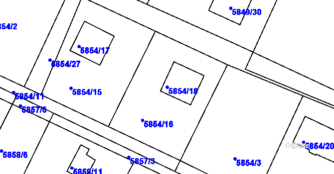 Parcela st. 5854/18 v KÚ Frýdek, Katastrální mapa