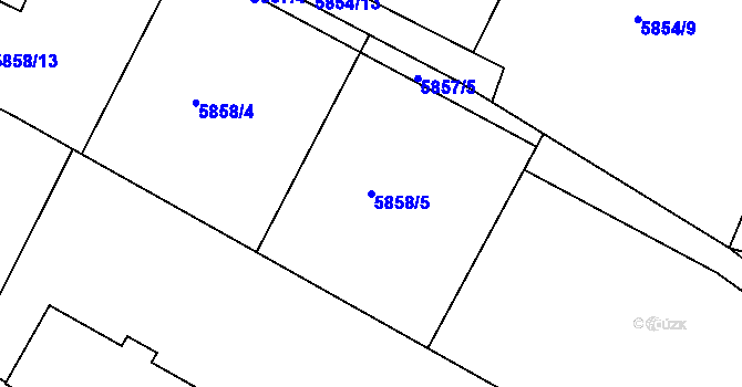 Parcela st. 5858/5 v KÚ Frýdek, Katastrální mapa
