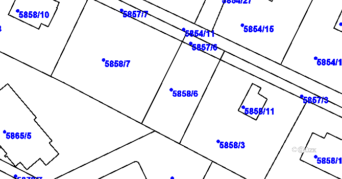 Parcela st. 5858/6 v KÚ Frýdek, Katastrální mapa