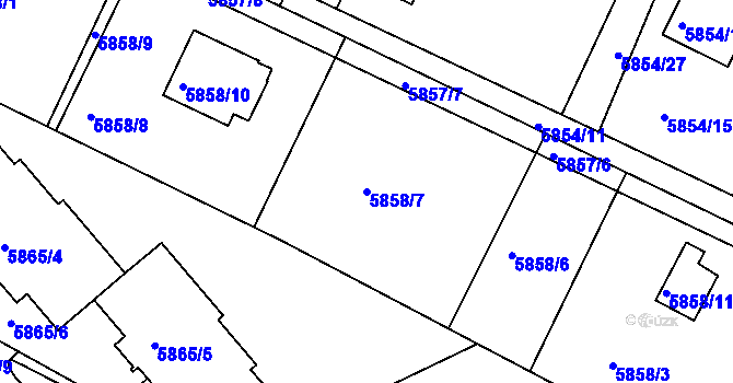 Parcela st. 5858/7 v KÚ Frýdek, Katastrální mapa