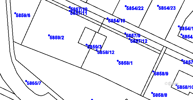 Parcela st. 5858/12 v KÚ Frýdek, Katastrální mapa