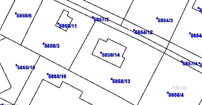 Parcela st. 5858/14 v KÚ Frýdek, Katastrální mapa