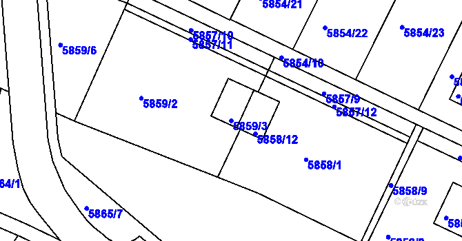 Parcela st. 5859/3 v KÚ Frýdek, Katastrální mapa