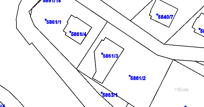 Parcela st. 5861/3 v KÚ Frýdek, Katastrální mapa