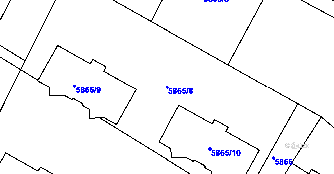 Parcela st. 5865/8 v KÚ Frýdek, Katastrální mapa