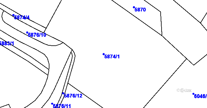Parcela st. 5874/1 v KÚ Frýdek, Katastrální mapa