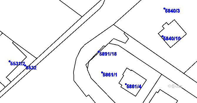 Parcela st. 5891/18 v KÚ Frýdek, Katastrální mapa