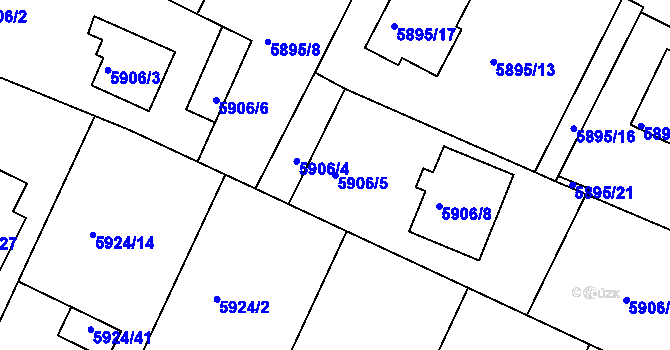 Parcela st. 5906/5 v KÚ Frýdek, Katastrální mapa