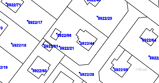 Parcela st. 5922/44 v KÚ Frýdek, Katastrální mapa