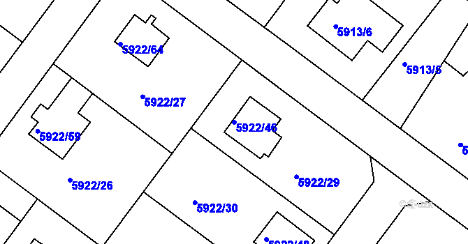Parcela st. 5922/46 v KÚ Frýdek, Katastrální mapa