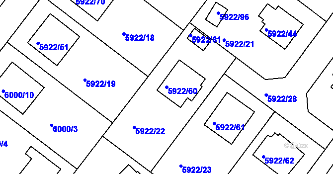 Parcela st. 5922/60 v KÚ Frýdek, Katastrální mapa