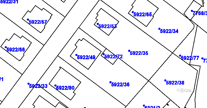 Parcela st. 5922/72 v KÚ Frýdek, Katastrální mapa