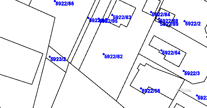 Parcela st. 5922/82 v KÚ Frýdek, Katastrální mapa