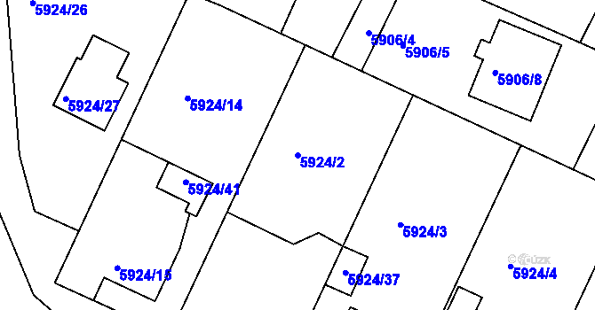 Parcela st. 5924/2 v KÚ Frýdek, Katastrální mapa