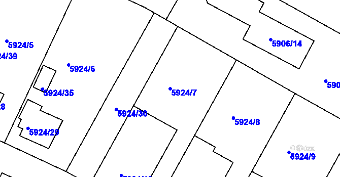 Parcela st. 5924/7 v KÚ Frýdek, Katastrální mapa