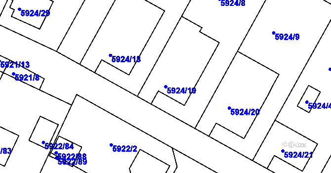 Parcela st. 5924/19 v KÚ Frýdek, Katastrální mapa