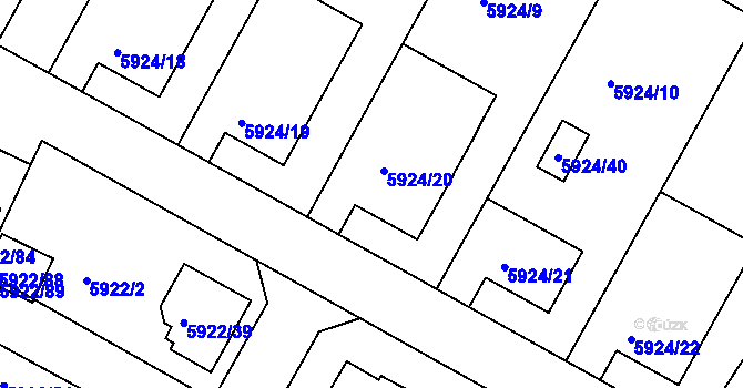 Parcela st. 5924/20 v KÚ Frýdek, Katastrální mapa