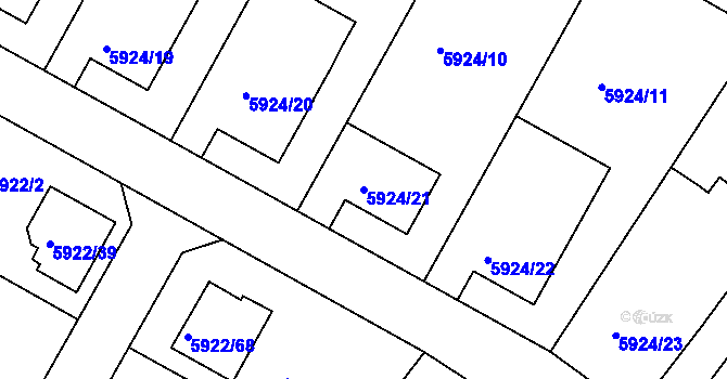 Parcela st. 5924/21 v KÚ Frýdek, Katastrální mapa