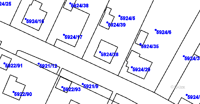 Parcela st. 5924/28 v KÚ Frýdek, Katastrální mapa