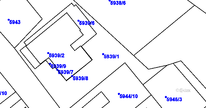 Parcela st. 5939/1 v KÚ Frýdek, Katastrální mapa