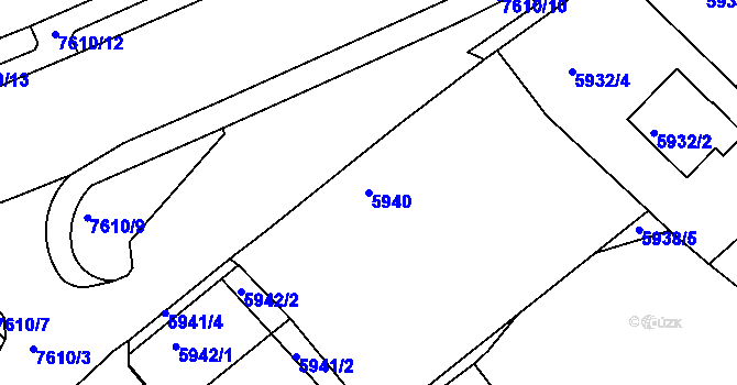 Parcela st. 5940 v KÚ Frýdek, Katastrální mapa