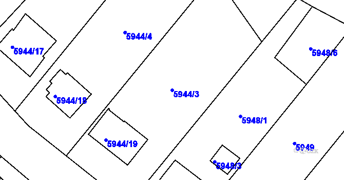 Parcela st. 5944/3 v KÚ Frýdek, Katastrální mapa