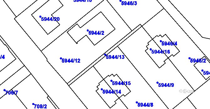 Parcela st. 5944/13 v KÚ Frýdek, Katastrální mapa
