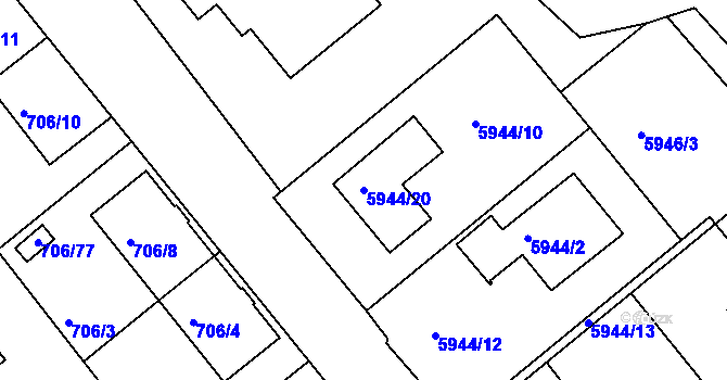 Parcela st. 5944/20 v KÚ Frýdek, Katastrální mapa