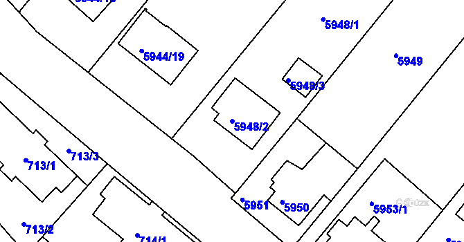 Parcela st. 5948/2 v KÚ Frýdek, Katastrální mapa