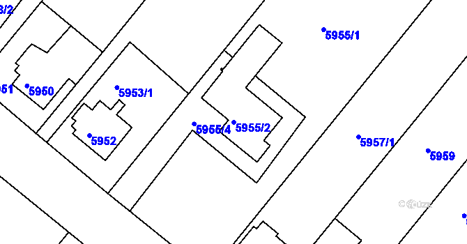 Parcela st. 5955/2 v KÚ Frýdek, Katastrální mapa