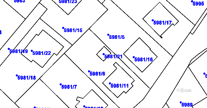 Parcela st. 5981/21 v KÚ Frýdek, Katastrální mapa