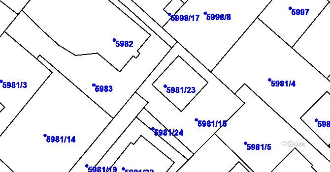 Parcela st. 5981/23 v KÚ Frýdek, Katastrální mapa