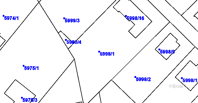 Parcela st. 5998/1 v KÚ Frýdek, Katastrální mapa