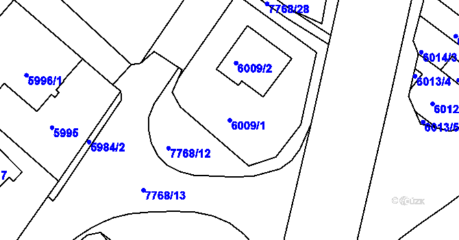 Parcela st. 6009/1 v KÚ Frýdek, Katastrální mapa