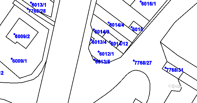 Parcela st. 6012/1 v KÚ Frýdek, Katastrální mapa