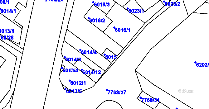 Parcela st. 6015 v KÚ Frýdek, Katastrální mapa