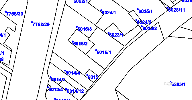 Parcela st. 6016/1 v KÚ Frýdek, Katastrální mapa
