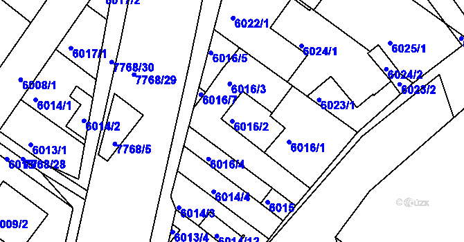 Parcela st. 6016/2 v KÚ Frýdek, Katastrální mapa