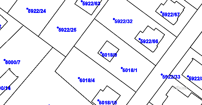 Parcela st. 6018/9 v KÚ Frýdek, Katastrální mapa
