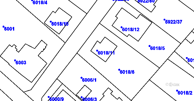 Parcela st. 6018/11 v KÚ Frýdek, Katastrální mapa